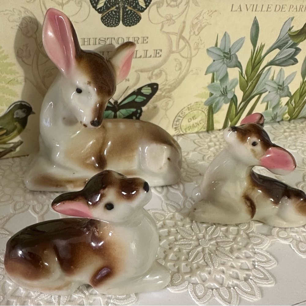 ⭐️HOST PICK⭐️ Porcelain Deer Family Figurine Set - Japan VINTAGE